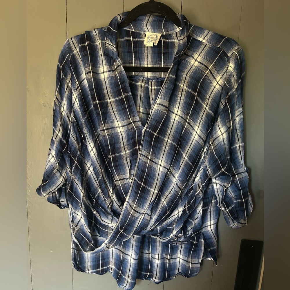 Blue plaid shirt
